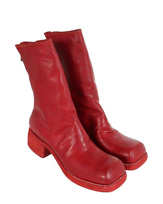 Guidi Red Rear-zip Horse Leather Boots