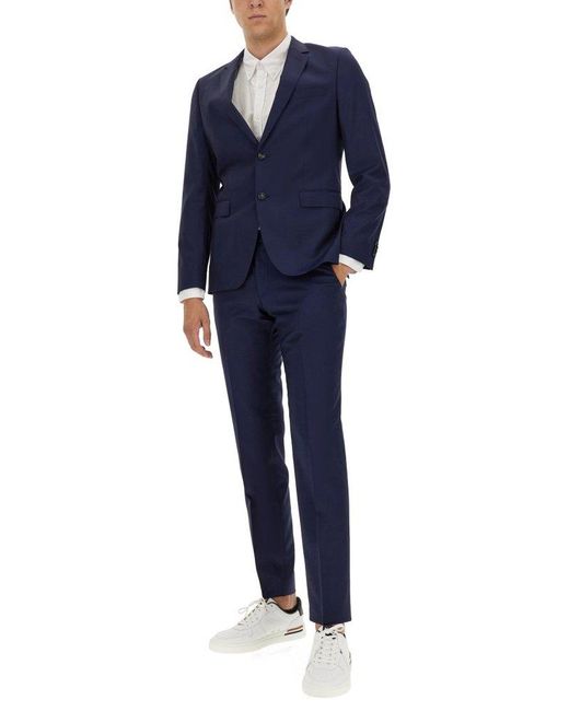 Boss Blue Single-breasted Two Piece Suit for men