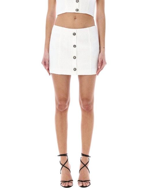 Alessandra Rich White Tweed Boucle Mini Skirt