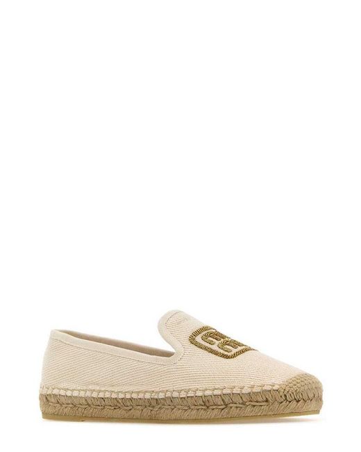 Miu Miu White Logo-embroidered Slip-on Espadrilles