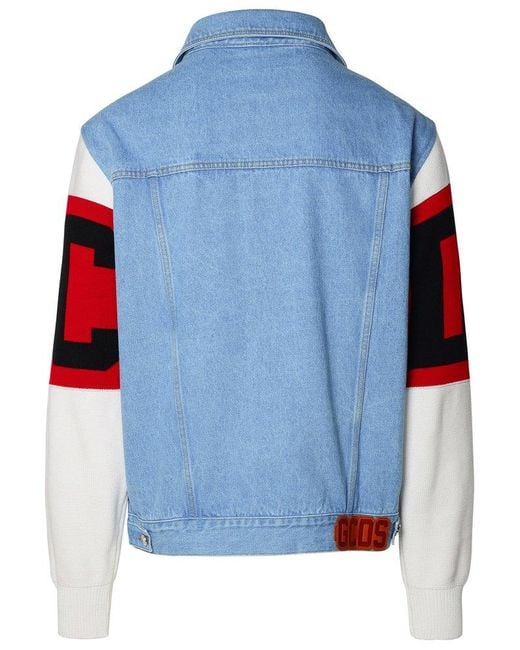 Gcds Blue Multicolor Cotton Jacket for men
