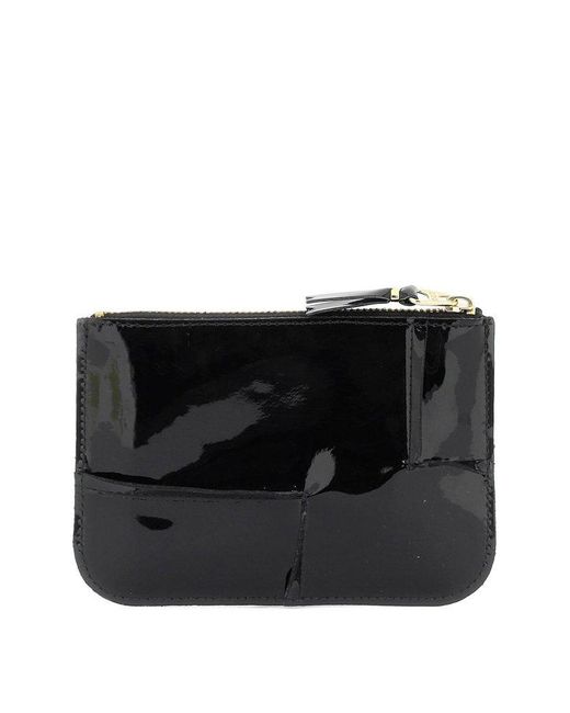 Comme des Garçons Black Comme Des Garcons Wallet Zip Around Patent Leather Wallet With Zipper for men