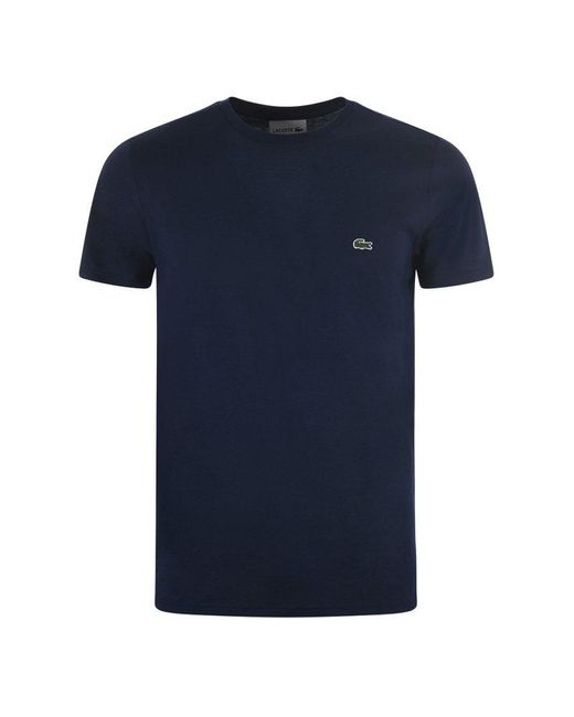 Lacoste Blue Logo-Patch Crewneck T-Shirt for men