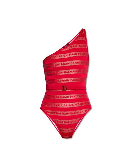 Balmain Red One-Piece Swimsuit