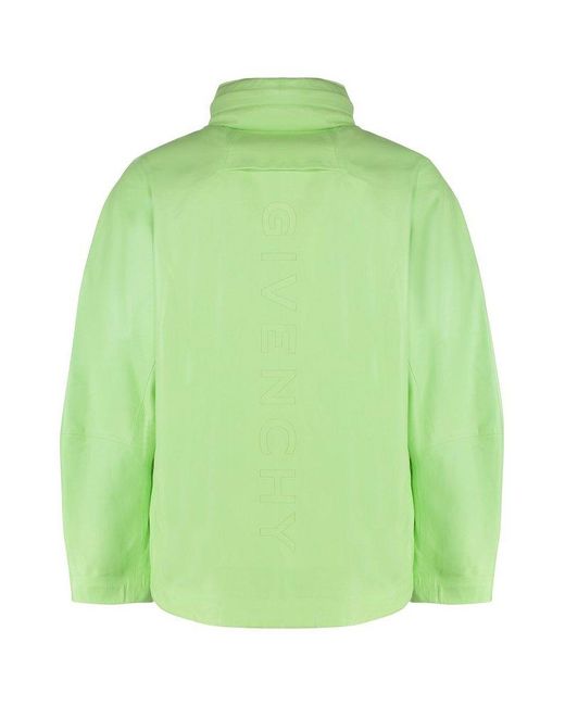 Givenchy Green Leather Windbreaker Jacket for men