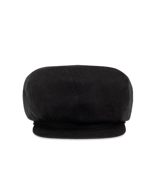 Yohji Yamamoto Black Flat Peak Baker Boy Hat for men