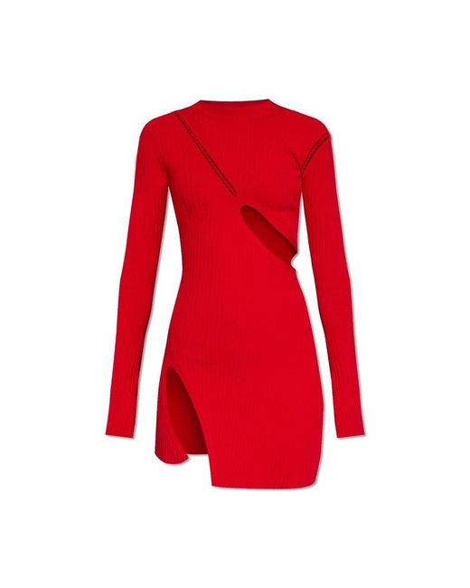 The Attico Red Asymmetrical Dress With Cutouts,