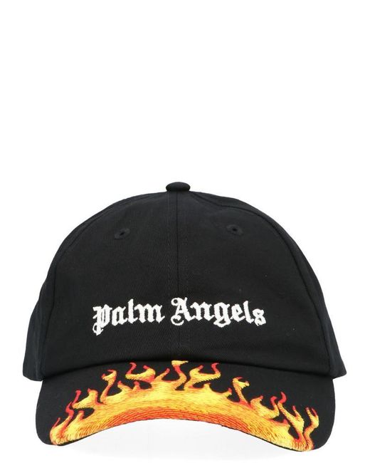 Palm Angels Black Flames Baseball Cap for men