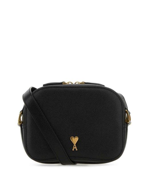 AMI Black Paris De Coeur Zip-up Crossbody Bag