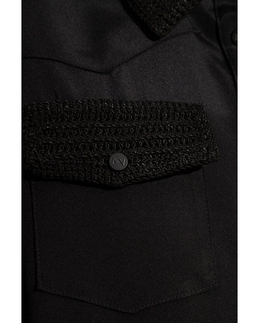 The Mannei Black Textured Collar Button-Up Top