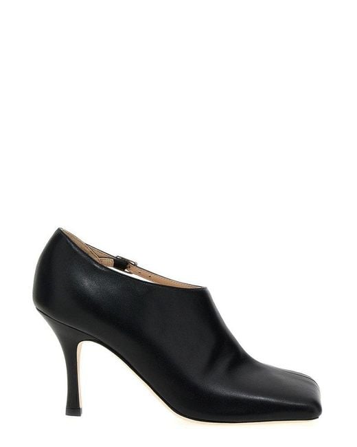 A.W.A.K.E. MODE Black Wilma Chubby Ankle-strapped Pumps