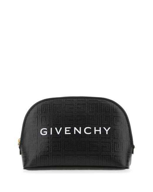 Givenchy Black Logo Embossed Makeup Bag