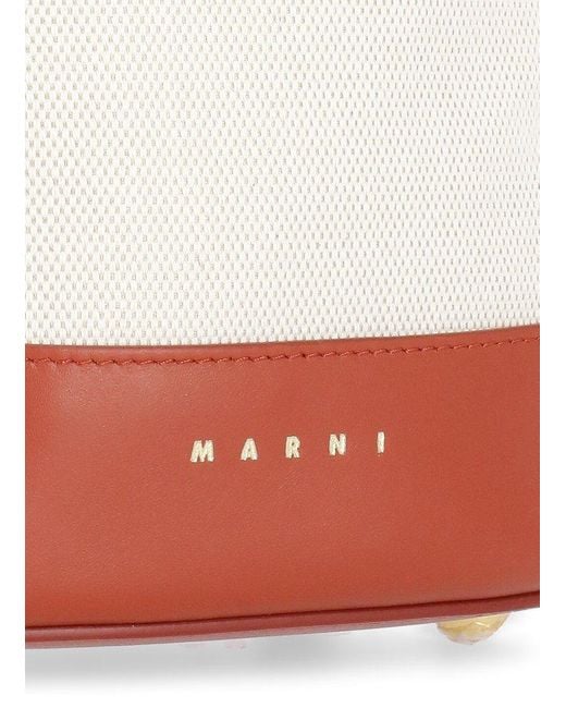 Marni Pink Logoed Bucket Bag
