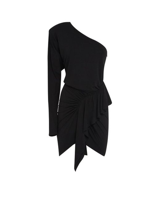 Alexandre Vauthier Black Ruched Detail One Shoulder Mini Dress