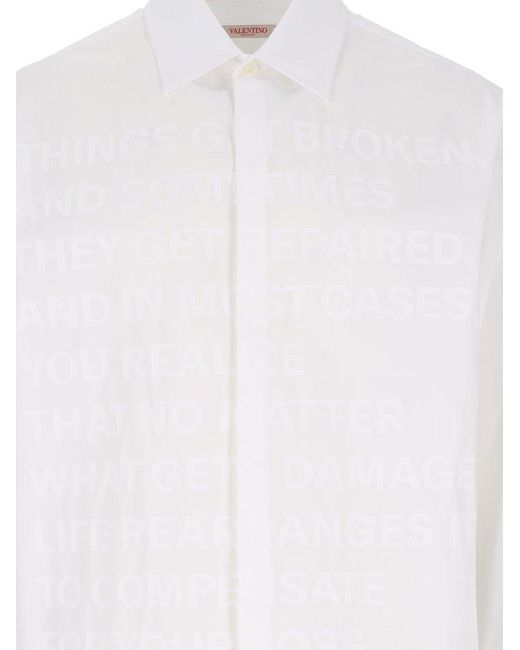 Valentino White Buttoned Straight Hem Shirt for men