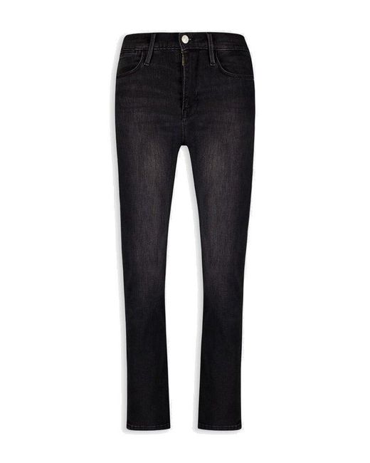 FRAME Cropped Straight leg Jeans in Black Lyst UK