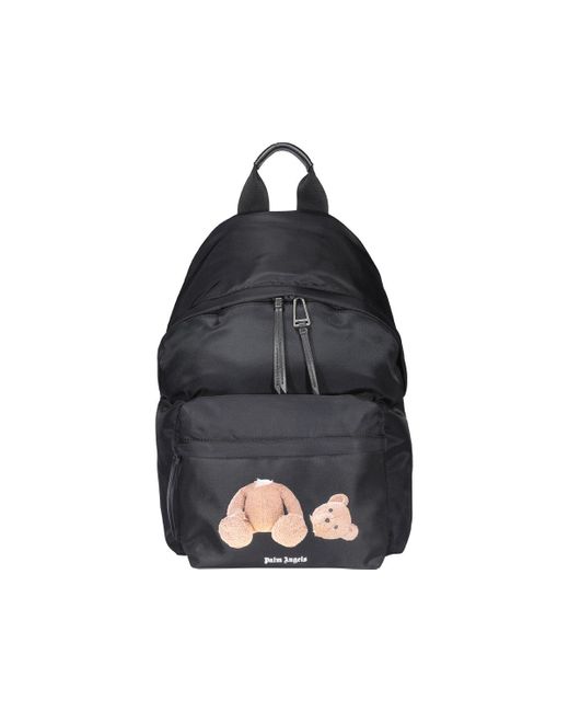 Palm Angels Black Classic Bear Print Backpack for men