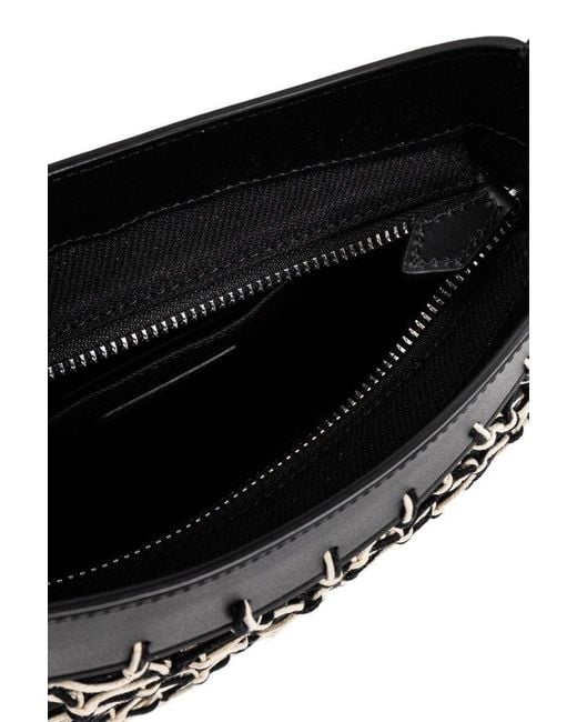 KENZO Black Logo Patch Net-Overlay Handbag