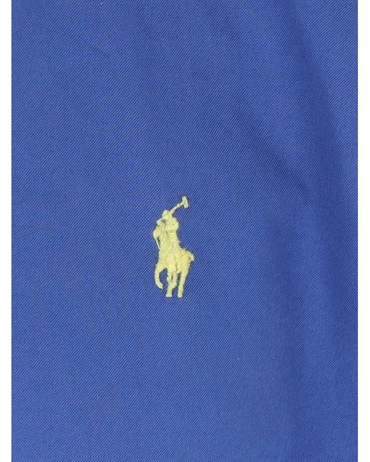 Polo Ralph Lauren Blue Logo-embroidered Button-up Shirt for men