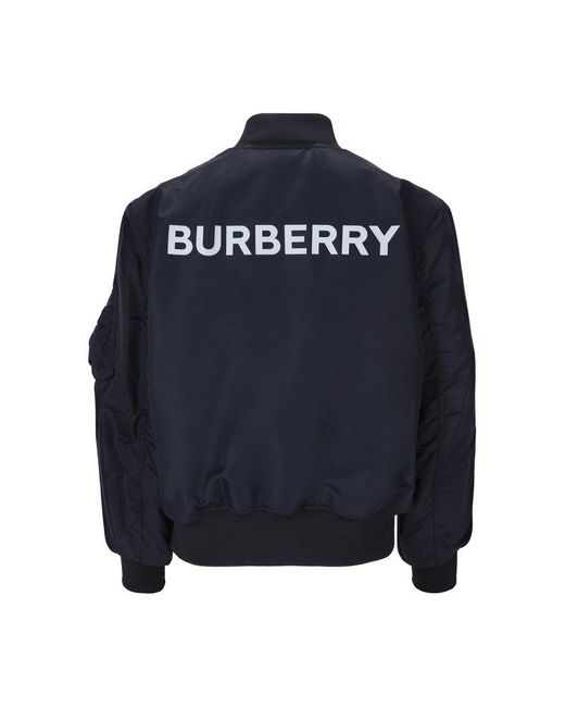 Burberry Blue Logo-printed Zipped Bomber Jacket for men