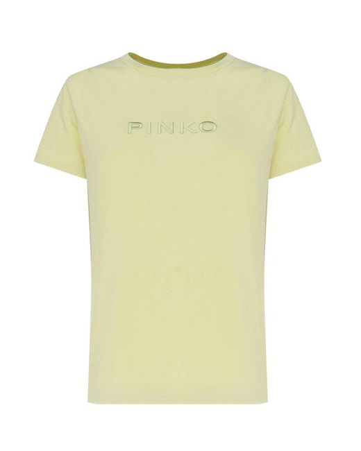Pinko Yellow T-shirt With Logo Embroidery