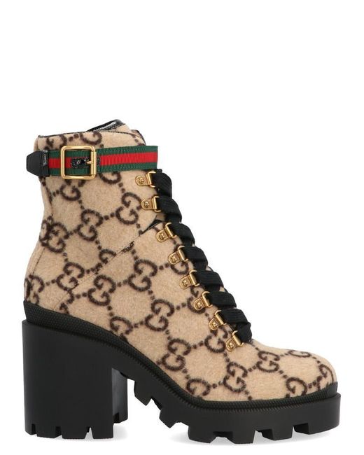 Gucci Brown GG Wool Ankle Boot