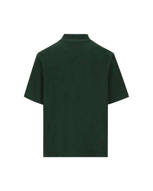 Burberry Green Logo-embroidered Short Sleeved Polo Shirt for men