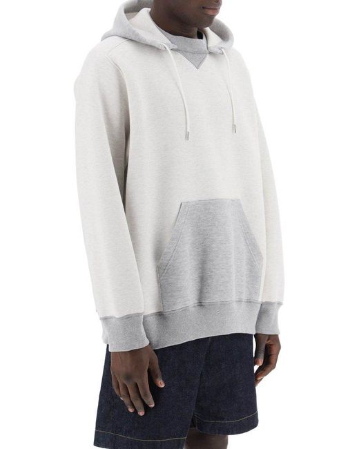 Sacai White Hooded Sweatshirt With Reverse for men