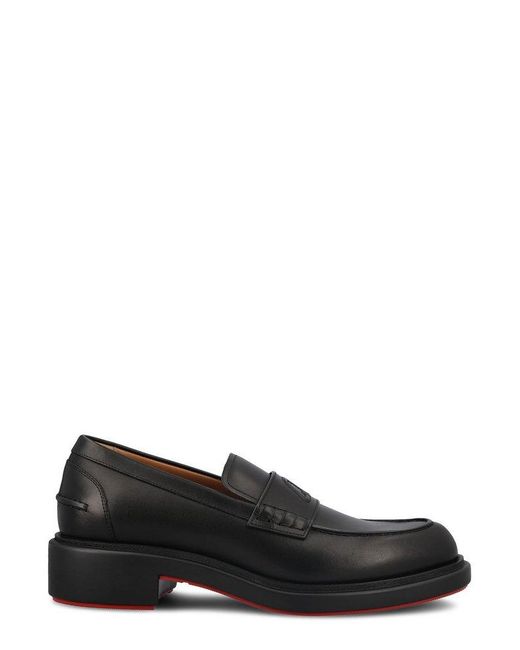 Christian Louboutin Black Urbino Moc Slip-on Loafers for men