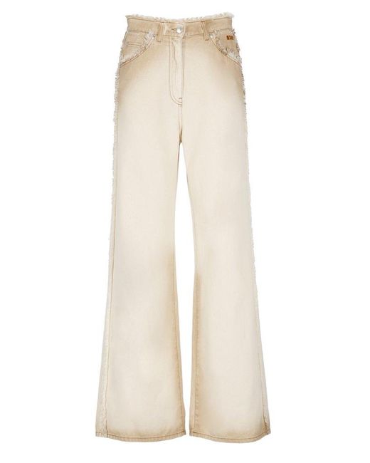 MSGM Natural Ombré-printed Frayed Edges Trousers