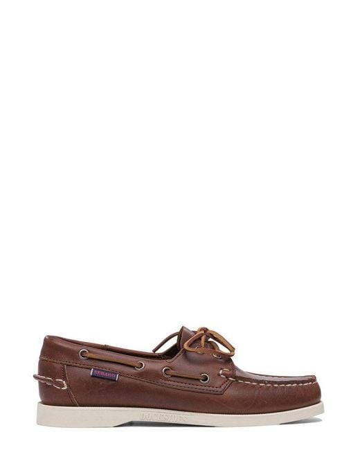 Sebago Brown Docksides Portland Waxed Boat Shoes