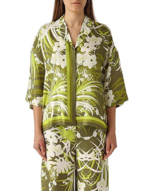 Max Mara Green Darsena Floral Patterned Top