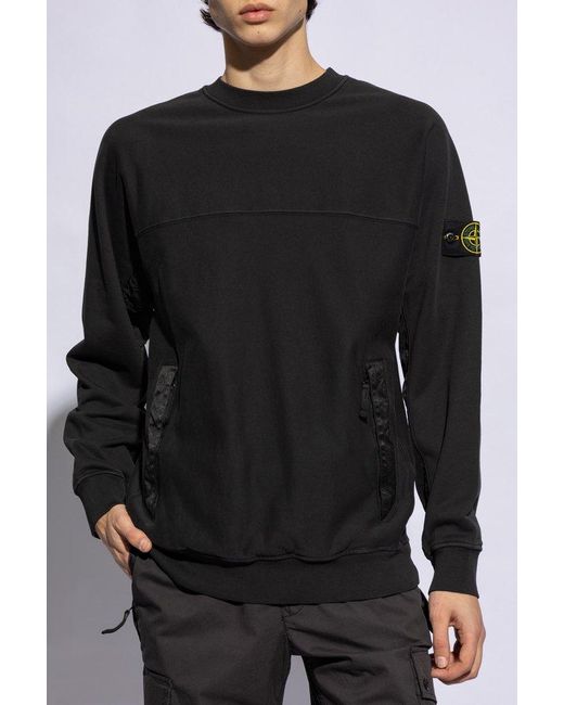 Stone Island Black Hoodie With Pockets for men