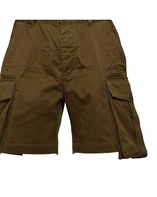 DSquared² Green Straight Leg Cargo Shorts for men