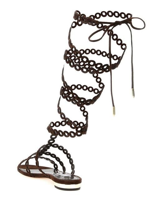 Aquazzura Black Infinity Chain Gladiator Sandals