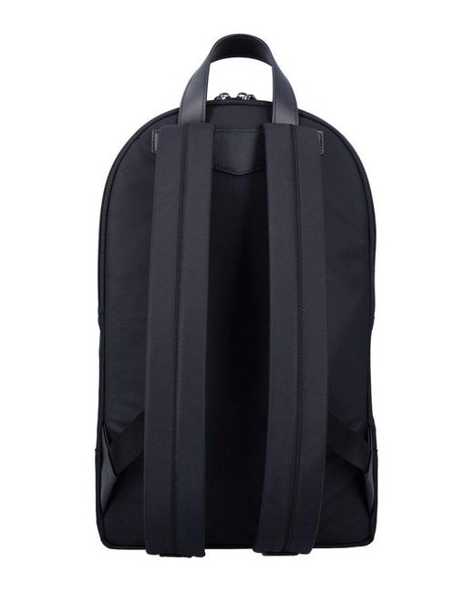 Emporio Armani Blue Logo Plaque Zip-Up Backpack for men
