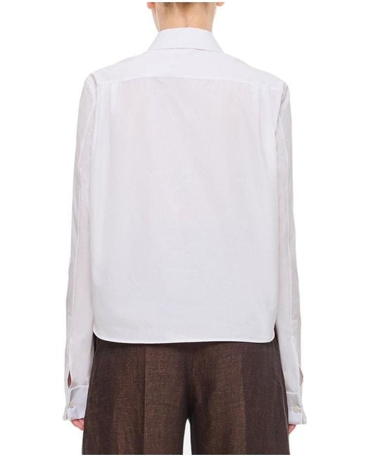 Loewe White Pleated Long-sleeved Shirt