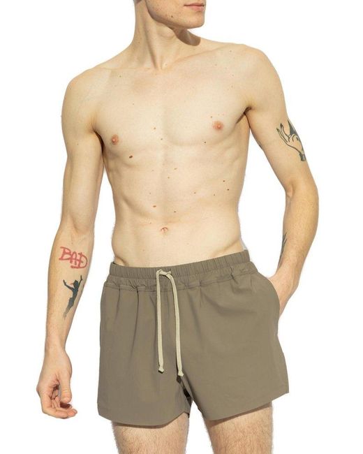 Rick Owens Natural Boxer Drawstring Swim Shorts for men