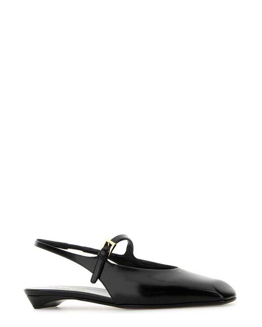 Prada Black Square-Toe Slingback Ballerina Shoes