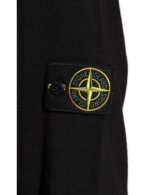 Stone Island Black Sweater With Logo, for men