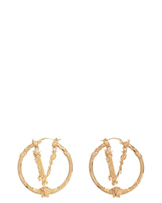 Versace Vlogo Hoop Earrings in Gold (Metallic) Lyst
