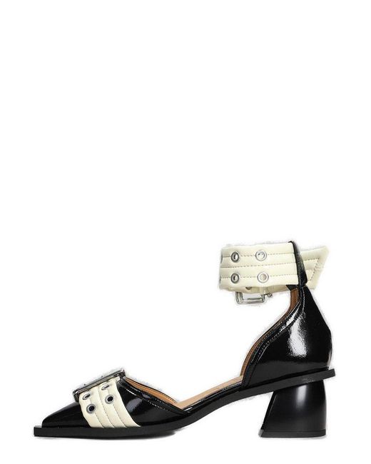 Ganni Black Buckled Open Cut Pumps