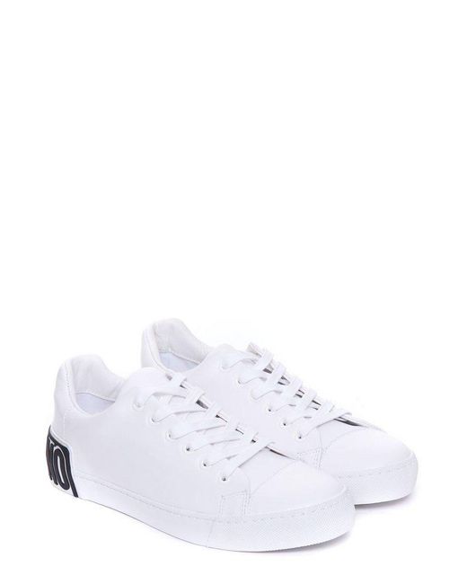 Moschino White Logo-embossed Lace-up Sneakers for men