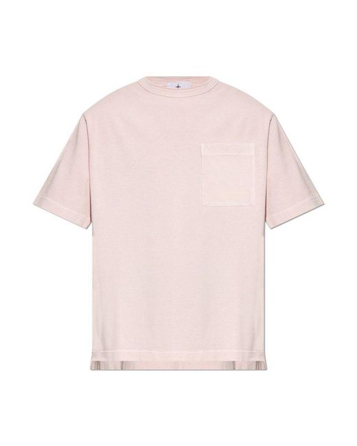 Stone Island Pink T-shirt With Pocket, for men