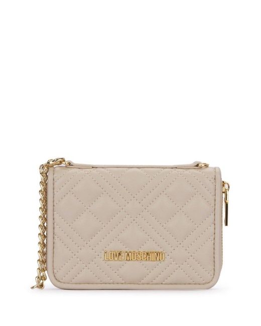 Love Moschino Gray Quilted Chain-detail Wallet