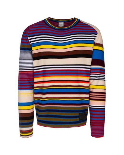 Paul Smith Striped Crewneck Knit Jumper in Blue for Men | Lyst