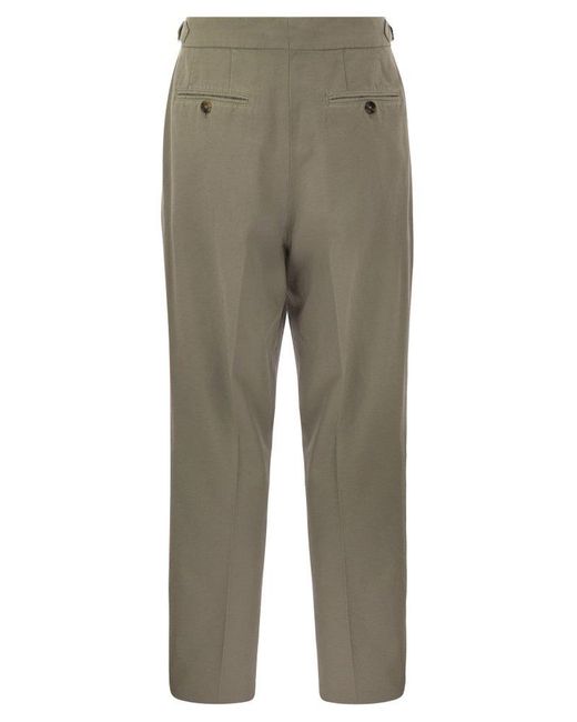 Brunello Cucinelli Gray Twisted Cotton Gabardine Trousers