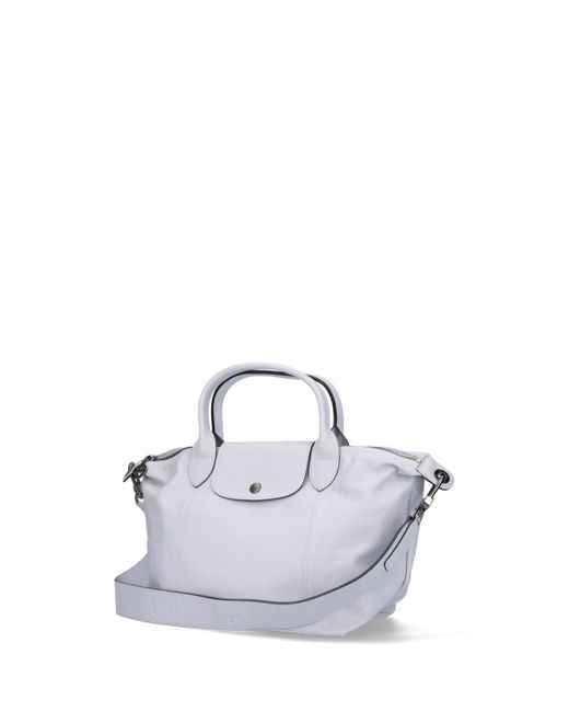 Longchamp Leather Le Pliage Cuir Top Handle Bag in Grey,Silver Tone (Gray)  - Save 56% - Lyst