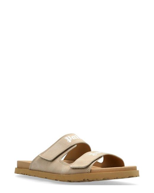 Palm Angels Natural Logo Printed Slides for men