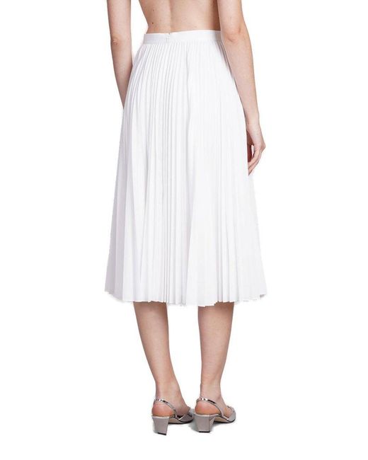 Theory White Pleated Midi Skirt